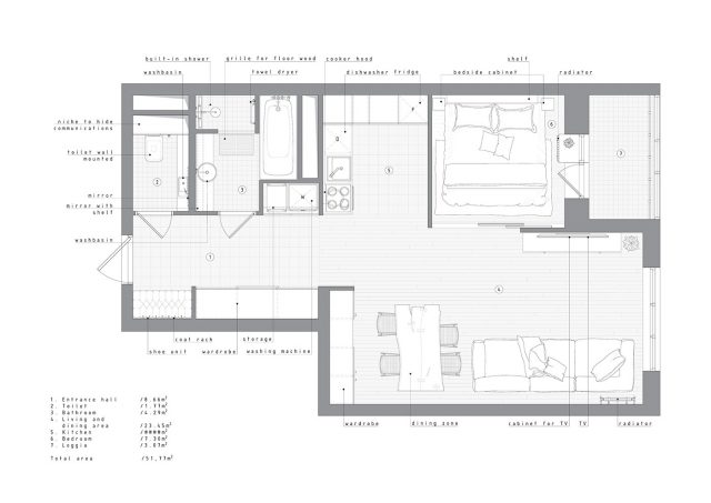 thiết kế căn hộ chung cư 56m2