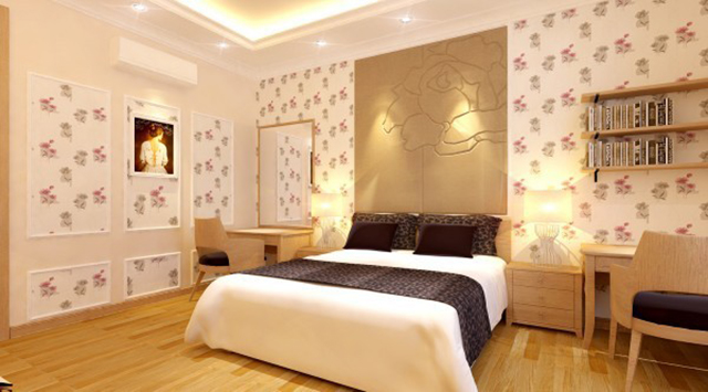 giấy dán tường phòng ngủ màu hồng đẹp sang chảnh 3